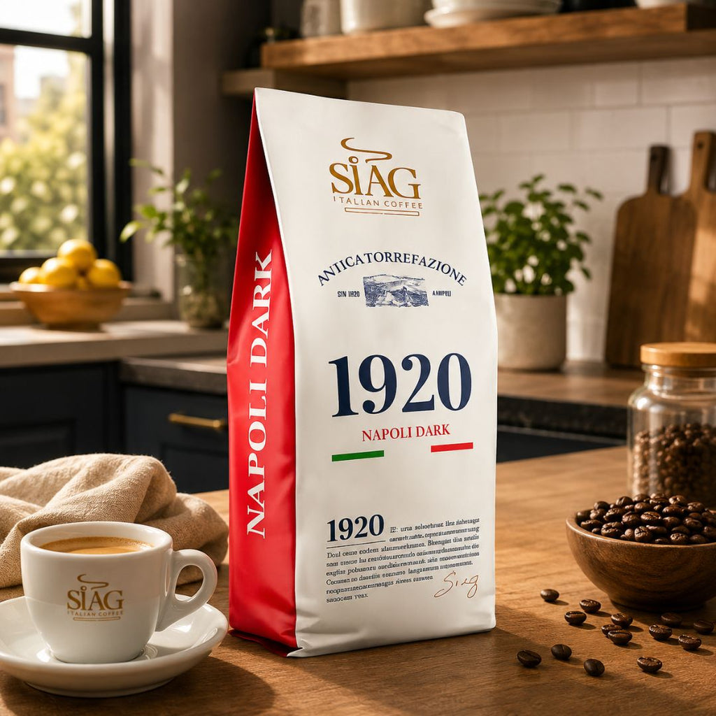 SIAG Napoli Dark Whole Bean Coffee – 50% Arabica & 50% Robusta – 1 kg