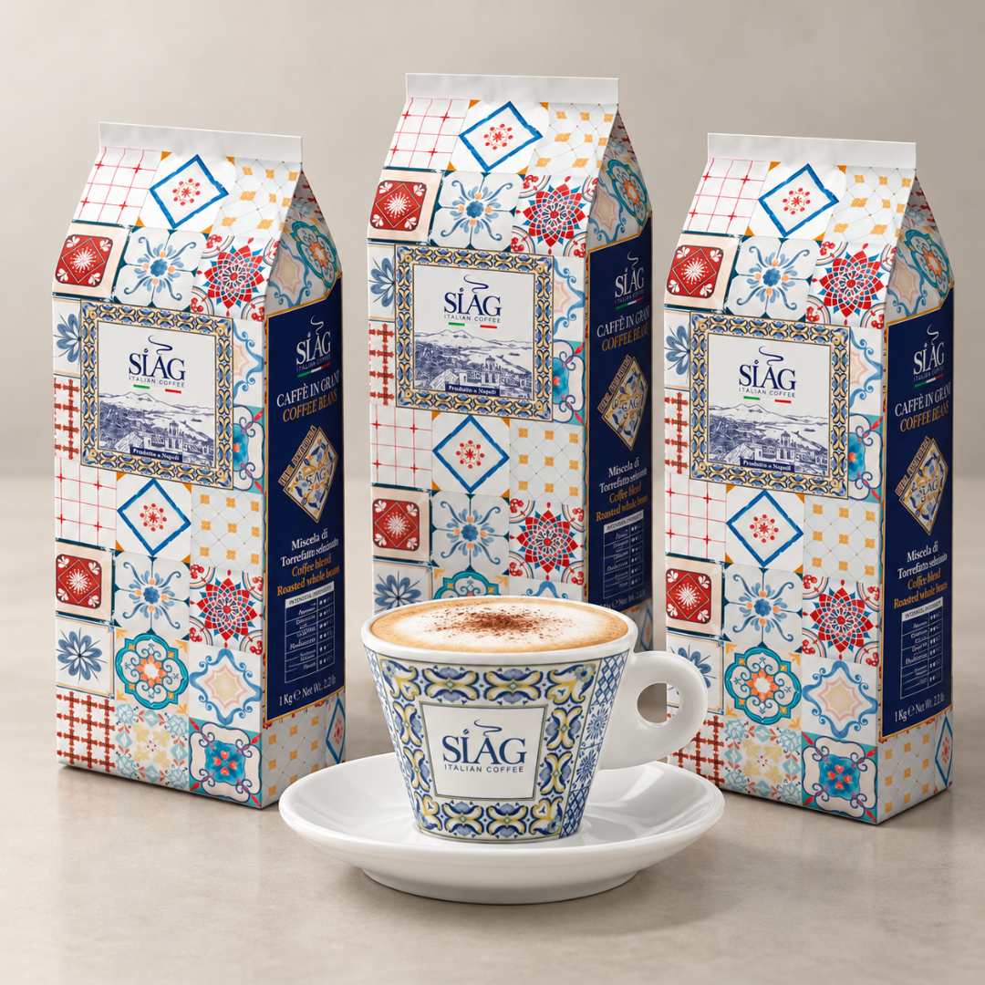 SIÀG Blu Mediterranea – Italian Whole Bean Coffee | 3kg (6.6 lb) + Free Amalfi Coast Cappuccino Cup