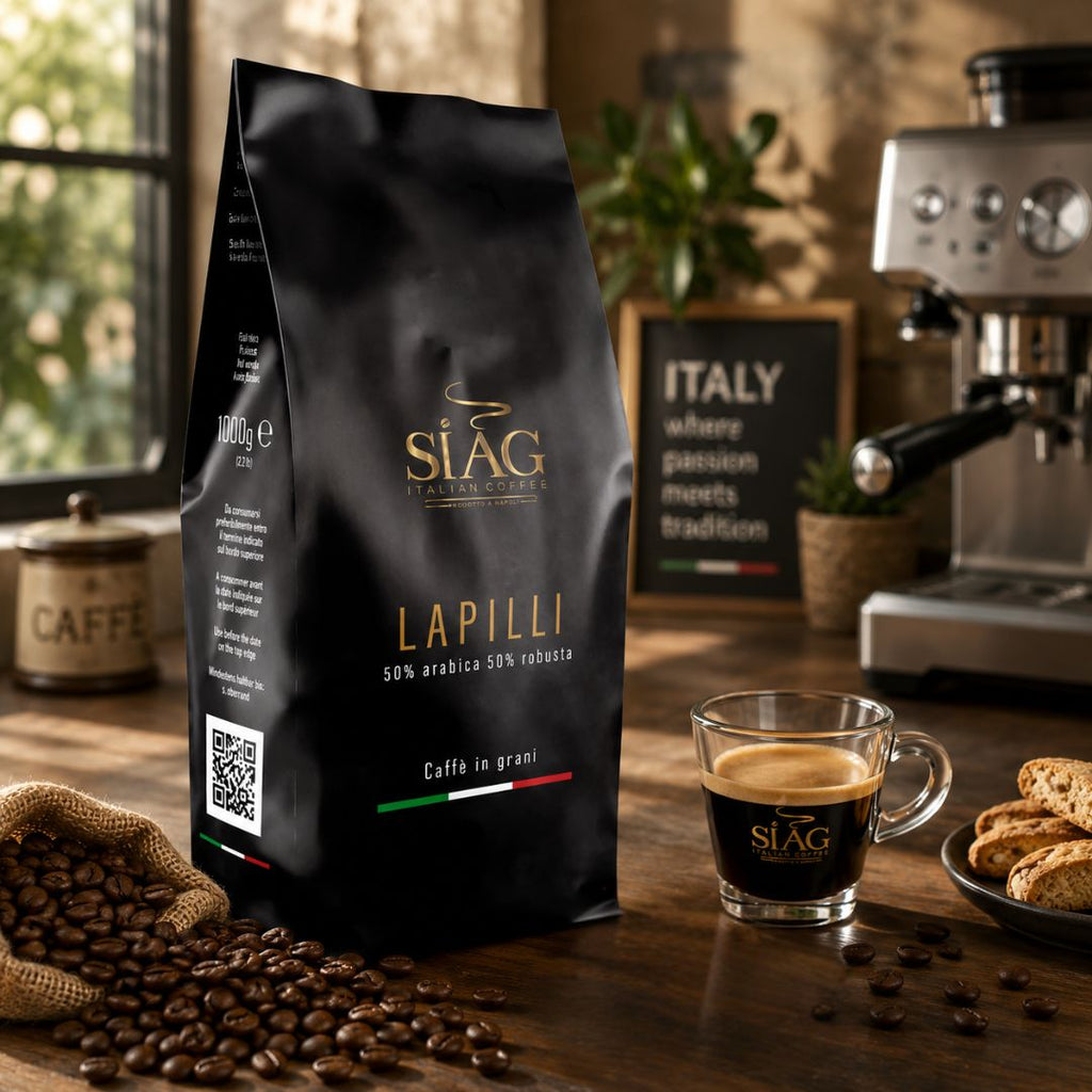 SIAG Lapilli Whole Bean Coffee – 50% Arabica & 50% Robusta – 1 kg