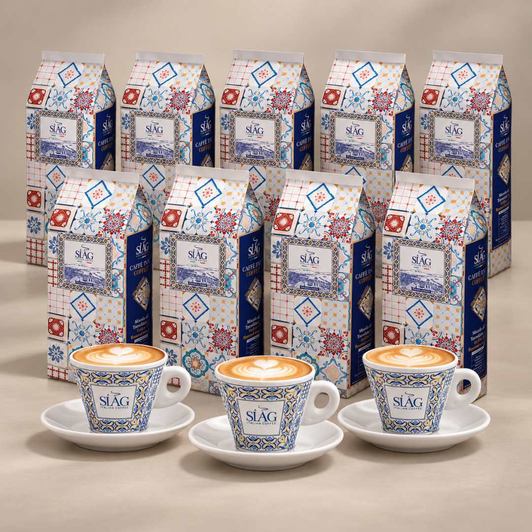 SIÀG Blu Mediterranea – Italian Whole Bean Coffee | 3kg (6.6 lb) + Free Amalfi Coast Cappuccino Cup