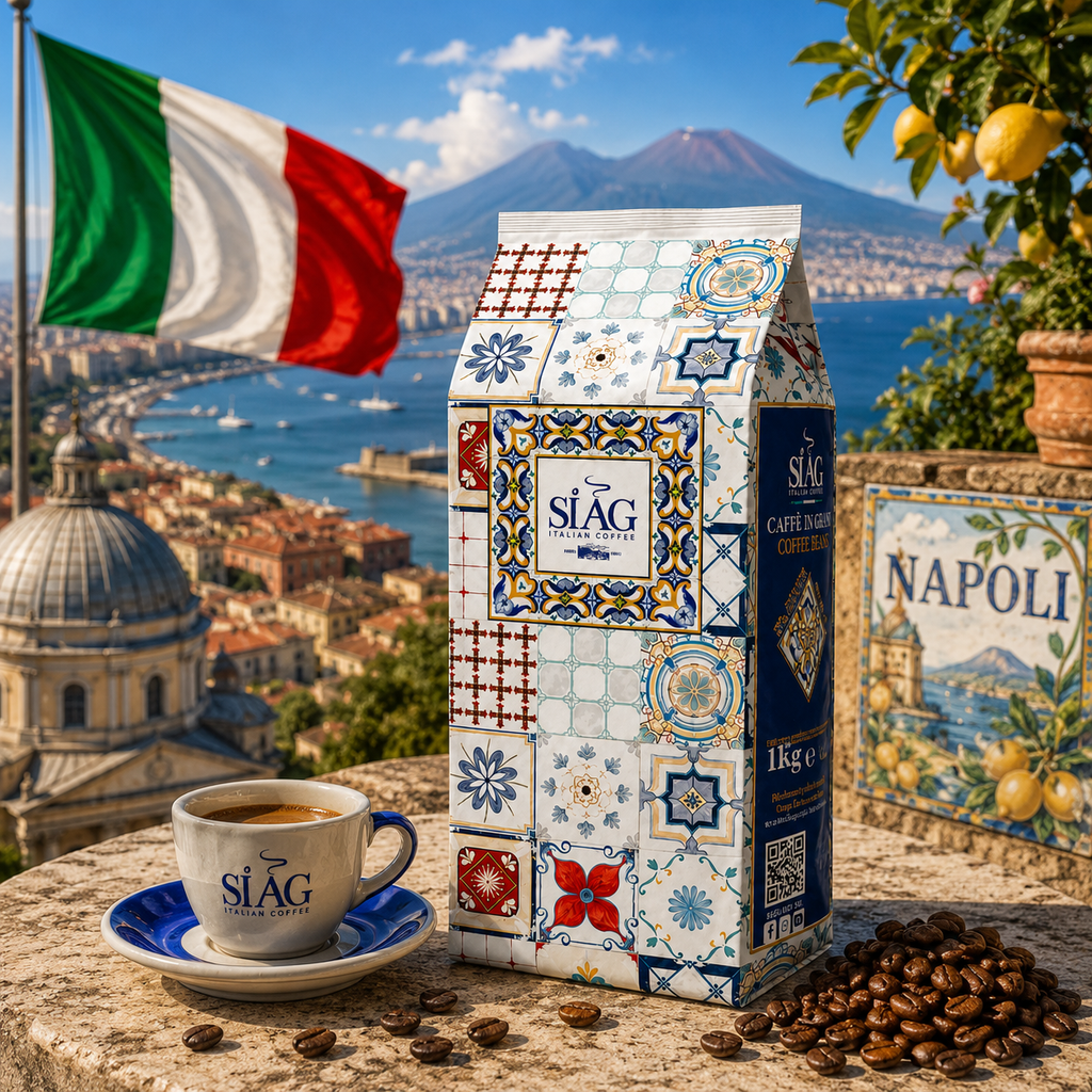 SIAG Blu Mediterranea Whole Bean Coffee 1 kg – 50% Arabica & 50% Robusta