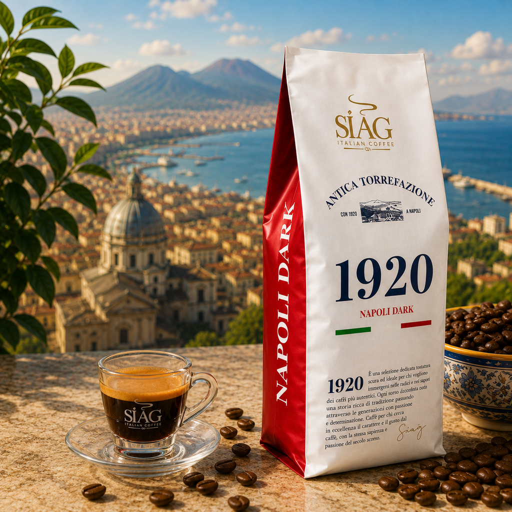 SIAG Napoli Dark Whole Bean Coffee – 50% Arabica & 50% Robusta – 1 kg