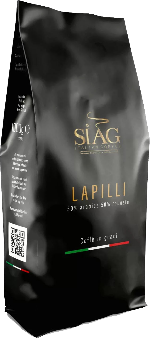 SIAG Lapilli Whole Bean Coffee – 50% Arabica & 50% Robusta – 1 kg