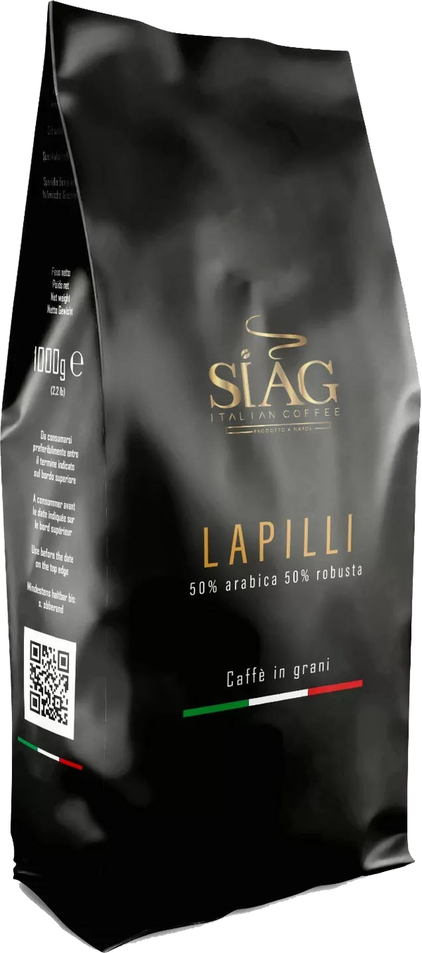 SIAG Lapilli Whole Bean Coffee – 50% Arabica & 50% Robusta – 1 kg