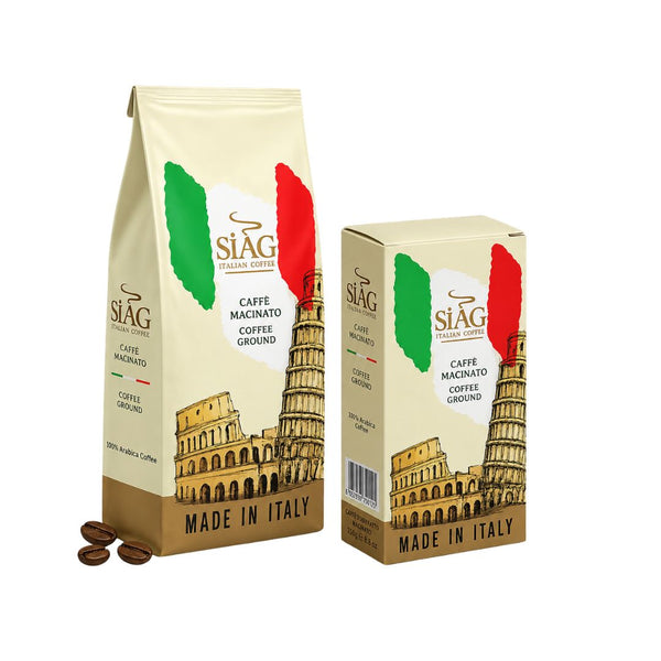 SIAG Italian Ground Coffee – 70% Robusta & 30% Arabica – 250 g